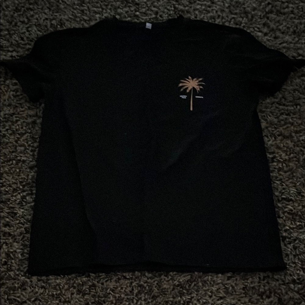 Black T-Shirt with Palm Tree Design